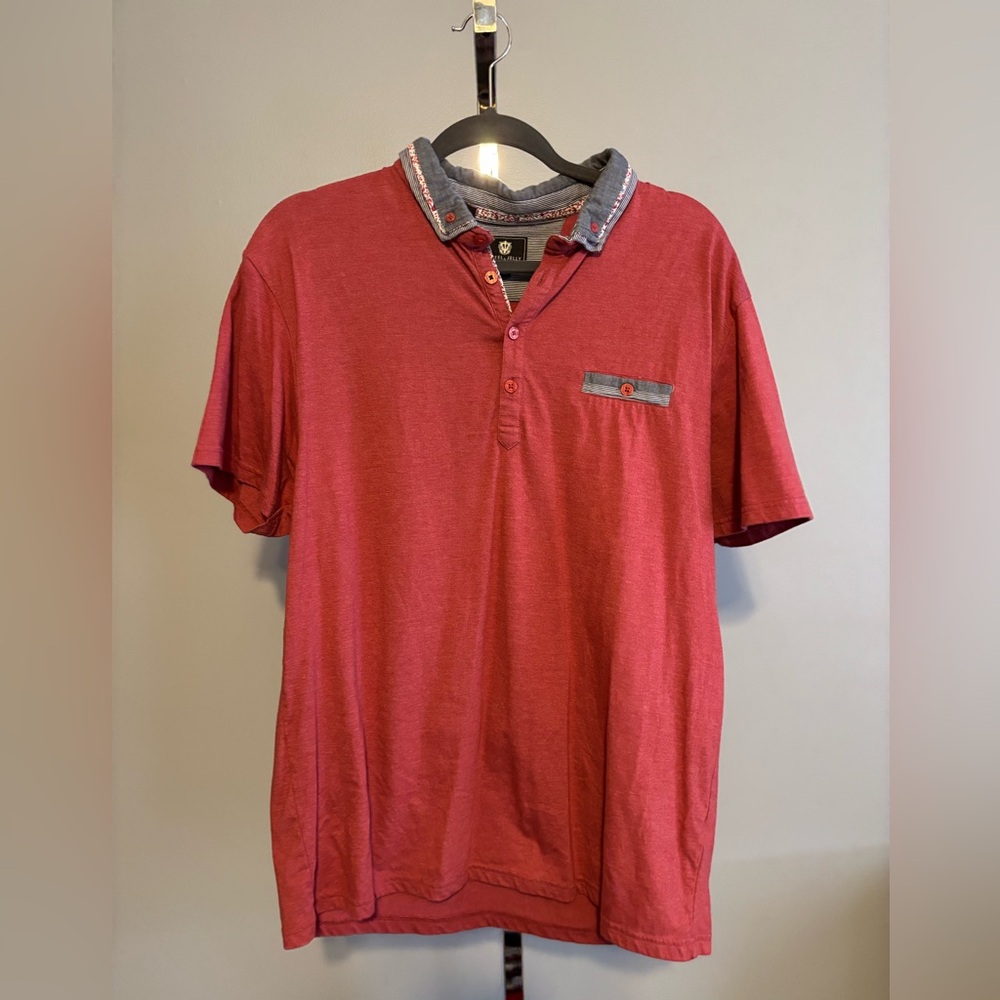 STEEL&JELLY RED XL MEN'S SHORT SLEEVE POLO SHIRT Collared Front pocket